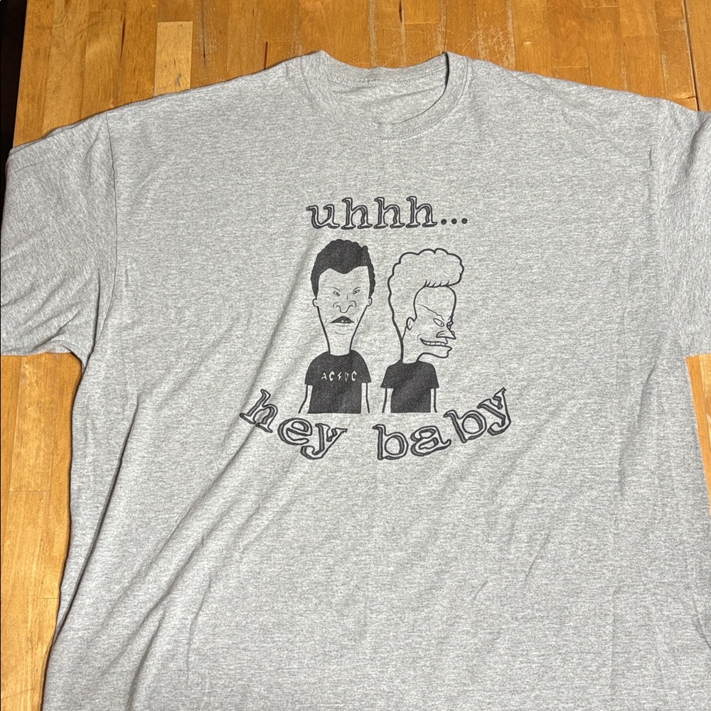 Men's Gray Vintage XXL Beavis Butthead Uhh Hey Baby Shirt